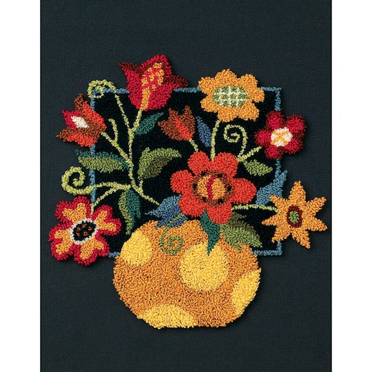 Dimensions&#xAE; Floral On Black Punch Needle Kit